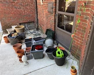 lots of outdoor pots, yard art, etc.
