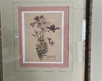 antique framed floral art