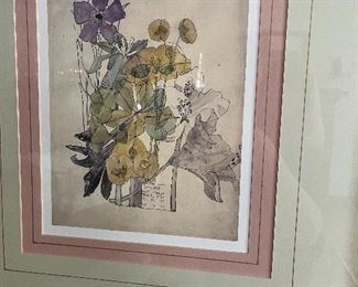 antique framed floral art