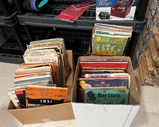 vintage sheet music and vinyls