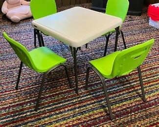 Lifetime lime green kid chairs and small folding table