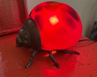 Lady bug glass lamp