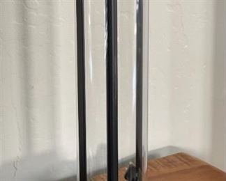 2pc Bronze & Glass Cylinder Table Lamps PAIR Uttermost 29in H x 14 in dia