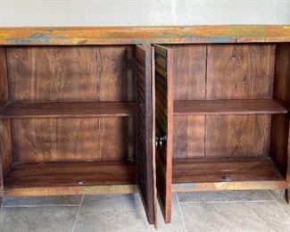 Large Reclaimed Wood Rustic Sideboard Console Cabinet Multi Color Distressed Solid Wood 42 x 72 x 16in HxWxD