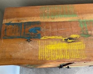 Large Reclaimed Wood Rustic Sideboard Console Cabinet Multi Color Distressed Solid Wood 42 x 72 x 16in HxWxD