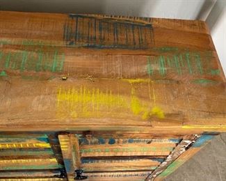 Large Reclaimed Wood Rustic Sideboard Console Cabinet Multi Color Distressed Solid Wood 42 x 72 x 16in HxWxD