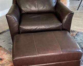 Lane Dundee Chair & Ottoman Leather Blend Transitional Chair: 36 x 43 x 39in <BR>Ottoman: 18 x 34 x 23in HxWxD