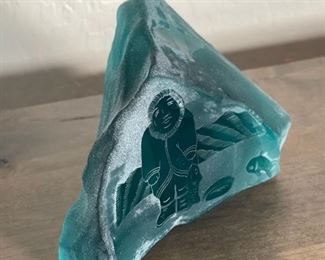 Berube Canadian Blue Ice Studio Art Glass Sculpture Paperweight