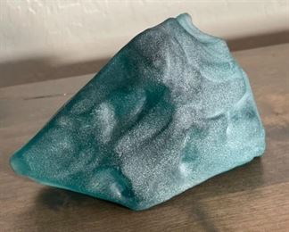 Berube Canadian Blue Ice Studio Art Glass Sculpture Paperweight