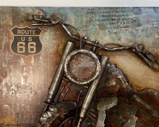 3D Route 66 Rustic Metal Art Motorcycle Front Art 39.75 x 39.5 x 3.5in HxWxD