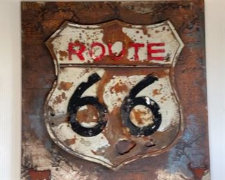3D Rustic Metal Route 66 Sign Art 31.75 x 31.5 x 3.5in HxWxD