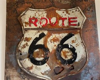 3D Rustic Metal Route 66 Sign Art 31.75 x 31.5 x 3.5in HxWxD