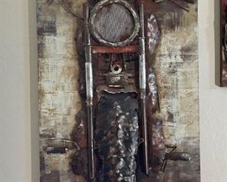 3D Harley Davidson Motorcycle Front Rustic Metal Art Route 66 55.5 x 27.75 x 3.5in HxWxD