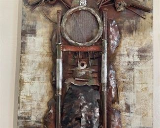 3D Harley Davidson Motorcycle Front Rustic Metal Art Route 66 55.5 x 27.75 x 3.5in HxWxD