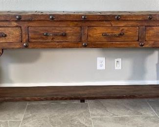 Rustic Distressed Woof Long Slender Console Table 35.75 x 84 x 20in HxWxD