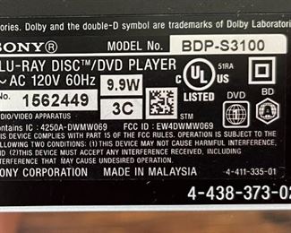 Sony BDP-S3100 Blu-Ray DVD Player
