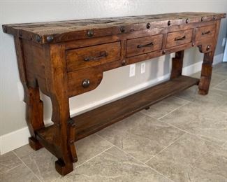 Rustic Distressed Woof Long Slender Console Table 35.75 x 84 x 20in HxWxD