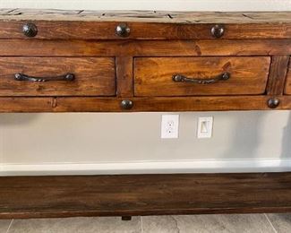 Rustic Distressed Woof Long Slender Console Table 35.75 x 84 x 20in HxWxD
