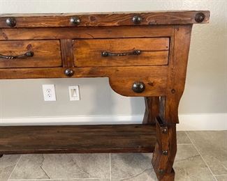 Rustic Distressed Woof Long Slender Console Table 35.75 x 84 x 20in HxWxD