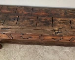 Rustic Distressed Woof Long Slender Console Table 35.75 x 84 x 20in HxWxD