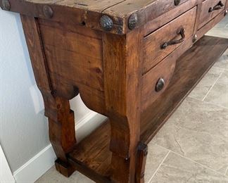 Rustic Distressed Woof Long Slender Console Table 35.75 x 84 x 20in HxWxD