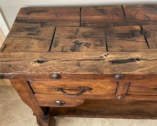 Rustic Distressed Woof Long Slender Console Table 35.75 x 84 x 20in HxWxD