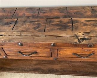 Rustic Distressed Woof Long Slender Console Table 35.75 x 84 x 20in HxWxD