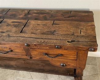 Rustic Distressed Woof Long Slender Console Table 35.75 x 84 x 20in HxWxD