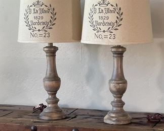 2pc B La Blanr 1829 Bordeaux Table Lamps PAIR 29in h x 16in Diameter