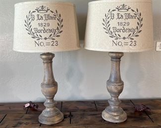 2pc B La Blanr 1829 Bordeaux Table Lamps PAIR 29in h x 16in Diameter