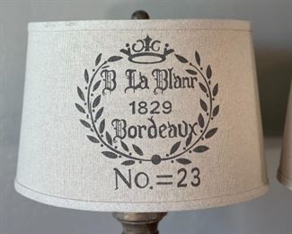 2pc B La Blanr 1829 Bordeaux Table Lamps PAIR 29in h x 16in Diameter