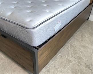 King Rustic Reclaimed Wood Metal Frame Bed with Frame & Mattress Frame: 63 x 79 x 86in<BR>Mattress: 80 long x 76in HxWxD