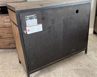 2pc Rustic Reclaimed Wood Metal Frame Nightstands PAIR B4377-36 Media Chest 38 x 44 x 19in HxWxD