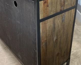 2pc Rustic Reclaimed Wood Metal Frame Nightstands PAIR B4377-36 Media Chest 38 x 44 x 19in HxWxD