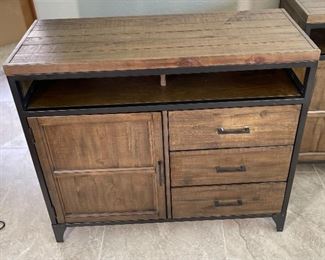 2pc Rustic Reclaimed Wood Metal Frame Nightstands PAIR B4377-36 Media Chest 38 x 44 x 19in HxWxD