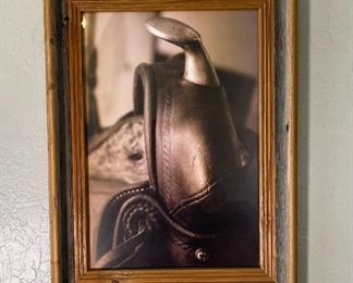 Framed Art Photo Saddle Horn Rustic Frame: 20 x 15 x 1.5in HxWxD