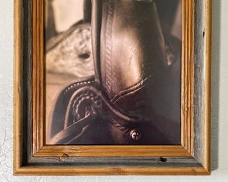 Framed Art Photo Saddle Horn Rustic Frame: 20 x 15 x 1.5in HxWxD