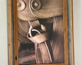 Framed Art Photo Saddle Leather Rustic Frame: 20 x 15 x 1.5in HxWxD