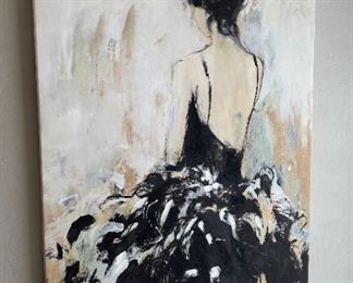 Large Embellished Canvas Print Woman in Dress 40 x 30 x 2in HxWxD
