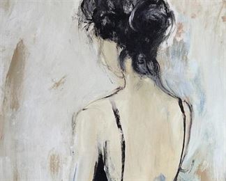 Large Embellished Canvas Print Woman in Dress 40 x 30 x 2in HxWxD