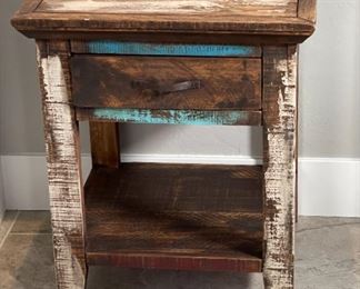 1pc Reclaimed Wood Rustic Nightstand Multi Color Distressed Rústicos de la Sierra 24 x 21 x 17.5in HxWxD