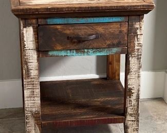 1pc Reclaimed Wood Rustic Nightstand Multi Color Distressed Rústicos de la Sierra 24 x 21 x 17.5in HxWxD