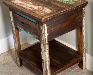 1pc Reclaimed Wood Rustic Nightstand Multi Color Distressed Rústicos de la Sierra 24 x 21 x 17.5in HxWxD