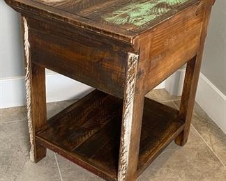 1pc Reclaimed Wood Rustic Nightstand Multi Color Distressed Rústicos de la Sierra 24 x 21 x 17.5in HxWxD