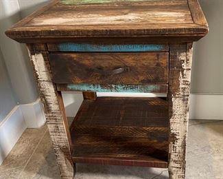 1pc Reclaimed Wood Rustic Nightstand Multi Color Distressed Rústicos de la Sierra 24 x 21 x 17.5in HxWxD