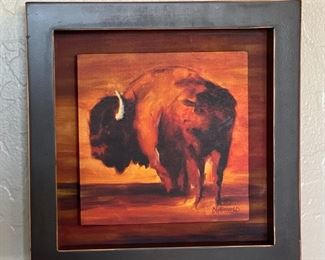 Framed Canvas Print Buffalo Diane Whitehead Frame: 12 x 12 x 1.5in