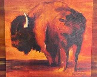 Framed Canvas Print Buffalo Diane Whitehead Frame: 12 x 12 x 1.5in