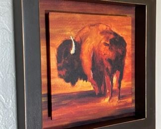 Framed Canvas Print Buffalo Diane Whitehead Frame: 12 x 12 x 1.5in