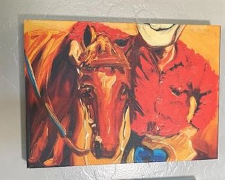 Diane Whitehead Canvas Print Cowboy & Horse 10 x 14 x 1.5in HxWxD