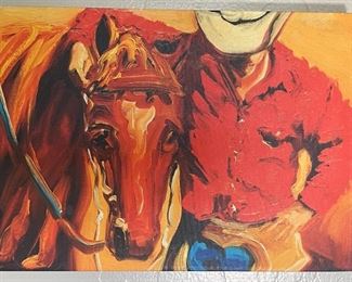 Diane Whitehead Canvas Print Cowboy & Horse 10 x 14 x 1.5in HxWxD